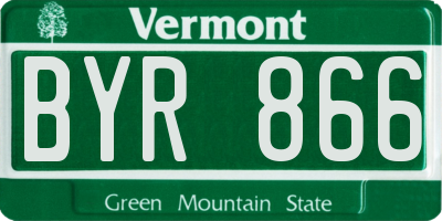 VT license plate BYR866