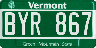 VT license plate BYR867