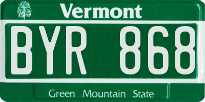 VT license plate BYR868