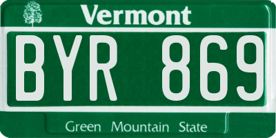 VT license plate BYR869