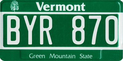 VT license plate BYR870