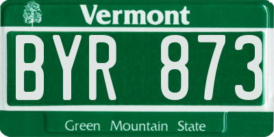 VT license plate BYR873