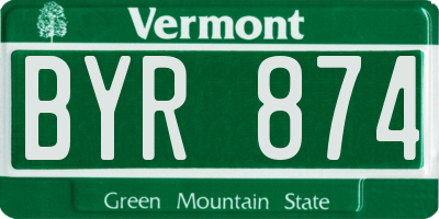 VT license plate BYR874