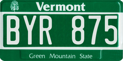 VT license plate BYR875