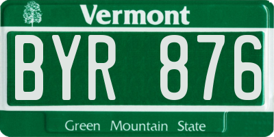 VT license plate BYR876