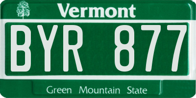 VT license plate BYR877