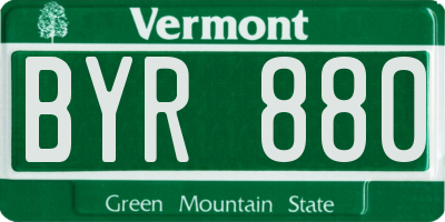 VT license plate BYR880