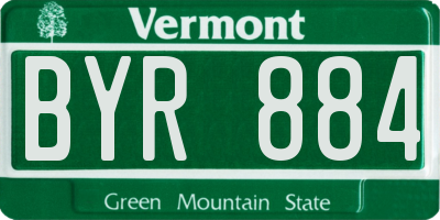 VT license plate BYR884