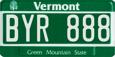 VT license plate BYR888