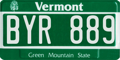 VT license plate BYR889