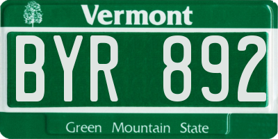 VT license plate BYR892