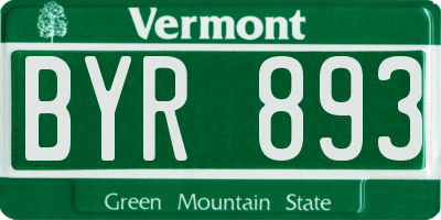 VT license plate BYR893