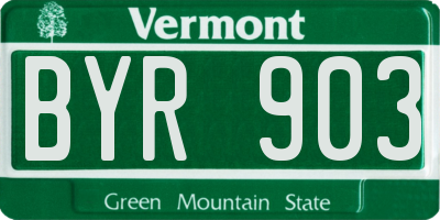 VT license plate BYR903