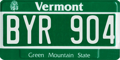 VT license plate BYR904