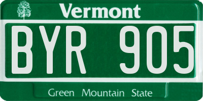 VT license plate BYR905