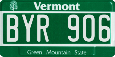 VT license plate BYR906