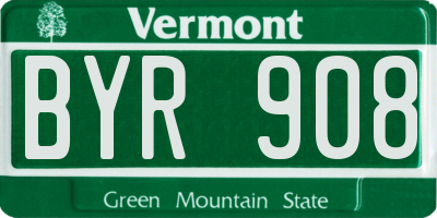 VT license plate BYR908