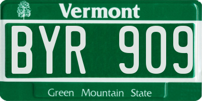 VT license plate BYR909