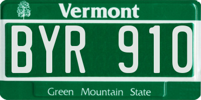 VT license plate BYR910