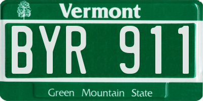 VT license plate BYR911