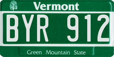 VT license plate BYR912