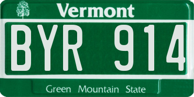 VT license plate BYR914