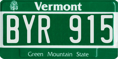 VT license plate BYR915