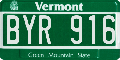 VT license plate BYR916