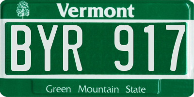 VT license plate BYR917