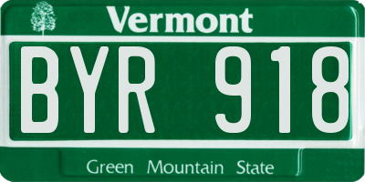 VT license plate BYR918
