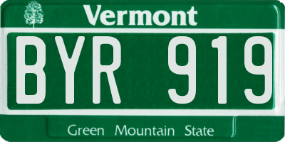 VT license plate BYR919