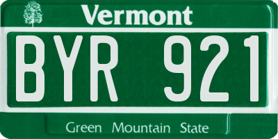 VT license plate BYR921