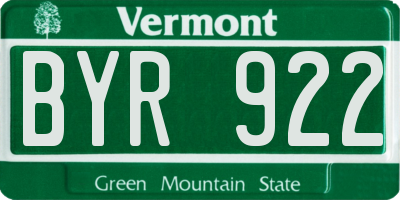 VT license plate BYR922