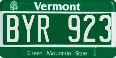 VT license plate BYR923