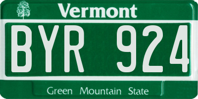 VT license plate BYR924