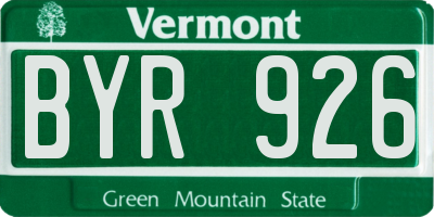 VT license plate BYR926