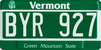 VT license plate BYR927