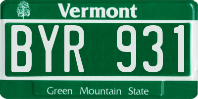 VT license plate BYR931