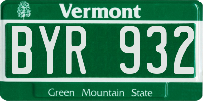 VT license plate BYR932