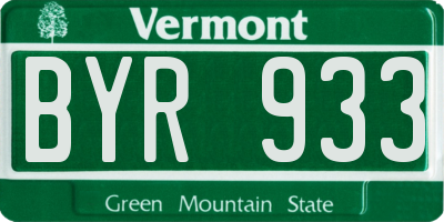 VT license plate BYR933
