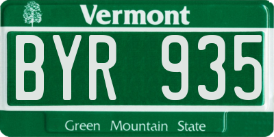 VT license plate BYR935