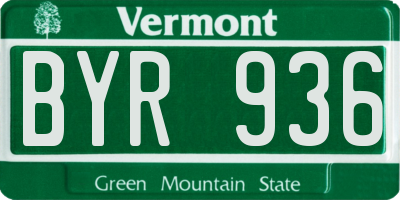 VT license plate BYR936