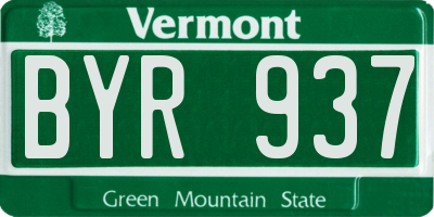 VT license plate BYR937