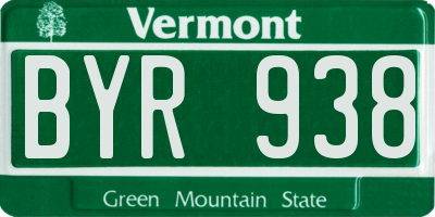 VT license plate BYR938
