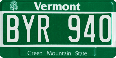 VT license plate BYR940