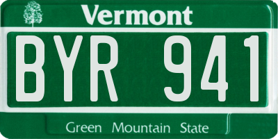 VT license plate BYR941