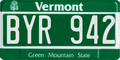VT license plate BYR942