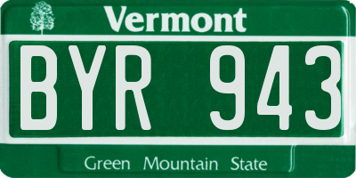 VT license plate BYR943