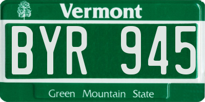 VT license plate BYR945