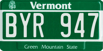 VT license plate BYR947